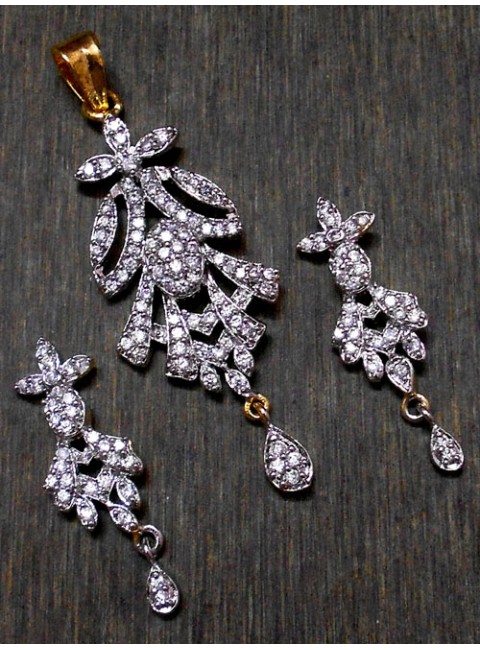 CZ Pendant With Earrings